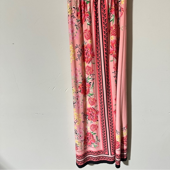 London Style Pink Floral Maxi Dress Sleeveless Size 6 Stretchy Pre-Owned - Picture 5 of 7